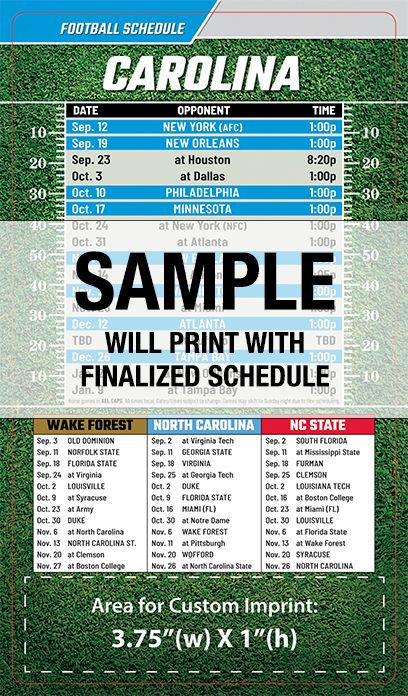 ReaMark Products: Carolina North Full Magnet Football Schedule
